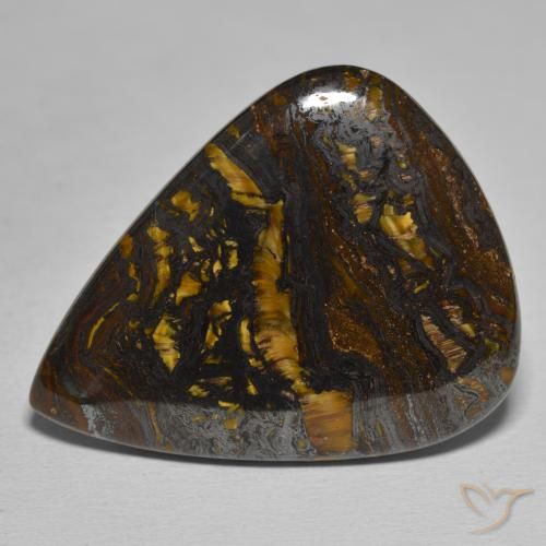 48.89ct Natural Multicolorido Matriz Olho de Tigre, Formato de pêra, Opaco