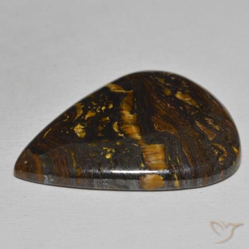 Matriz Olho de Tigre Multicolorido Natural 48.89ct, Formato de pêra, Opaco