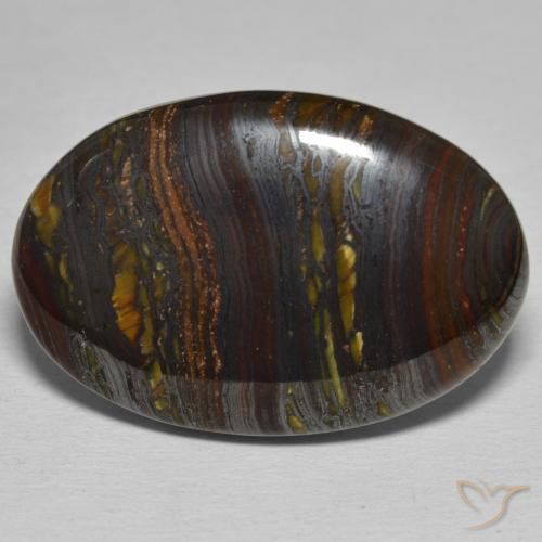 35.34ct Natural Multicolorido Matriz Olho de Tigre, oval, Opaco