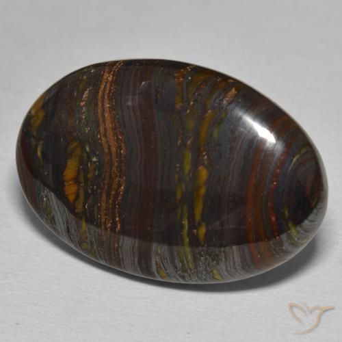 Matriz Olho de Tigre Multicolorido Natural 35.34ct, oval, Opaco