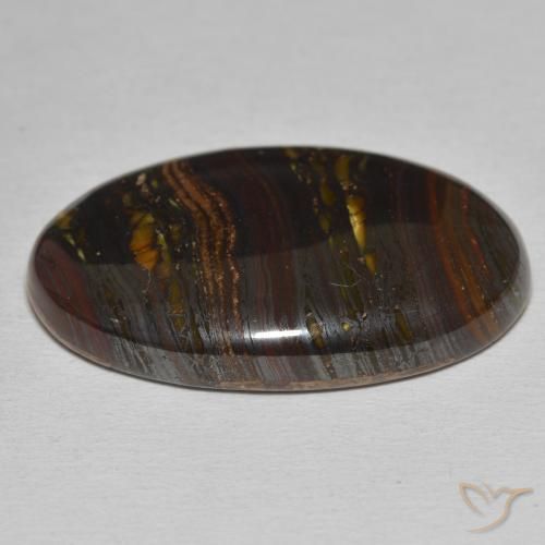 Matriz Olho de Tigre Multicolorido Natural 35.34ct, oval, Opaco
