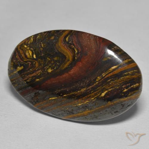 Matriz Olho de Tigre Multicolorido Natural 39.36ct, oval, Opaco