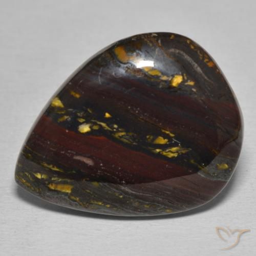 22.84ct Natural Multicolorido Matriz Olho de Tigre, Formato de pêra, Opaco