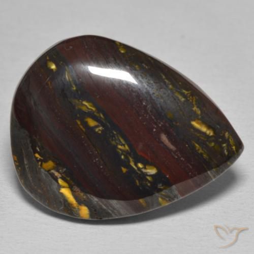 Matriz Olho de Tigre Multicolorido Natural 22.84ct, Formato de pêra, Opaco