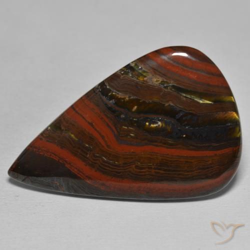 44.25ct Natural Multicolorido Matriz Olho de Tigre, Formato de pêra, Opaco