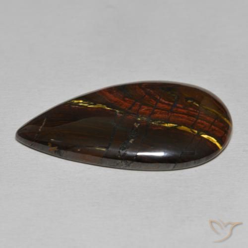 Matriz Olho de Tigre Multicolorido Natural 33.40ct, Formato de pêra, Opaco