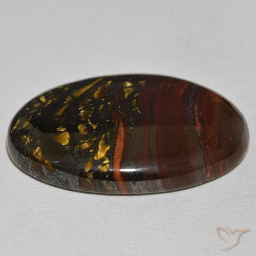 Matriz Olho de Tigre Multicolorido Natural 51.17ct, oval, Opaco