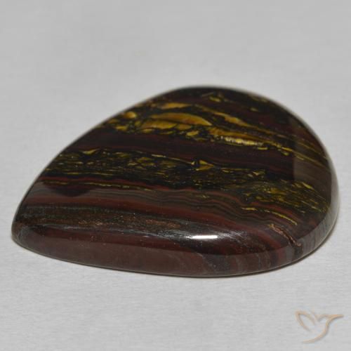 Matriz Olho de Tigre Multicolorido Natural 46.28ct, Formato de pêra, Opaco