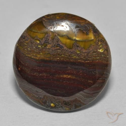 34.30ct Natural Multicolorido Matriz Olho de Tigre, Redondo, Opaco