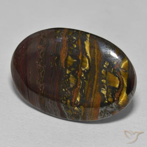 Matriz Olho de Tigre Multicolorido Natural 28.54ct, oval, Opaco