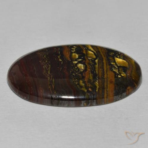 Matriz Olho de Tigre Multicolorido Natural 28.54ct, oval, Opaco