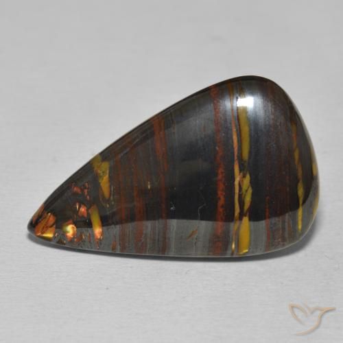 25.45ct Natural Multicolorido Matriz Olho de Tigre, Formato de pêra, Opaco
