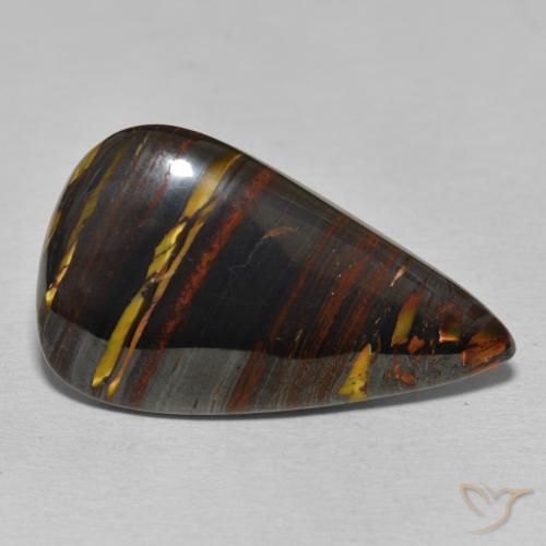 Matriz Olho de Tigre Multicolorido Natural 25.45ct, Formato de pêra, Opaco