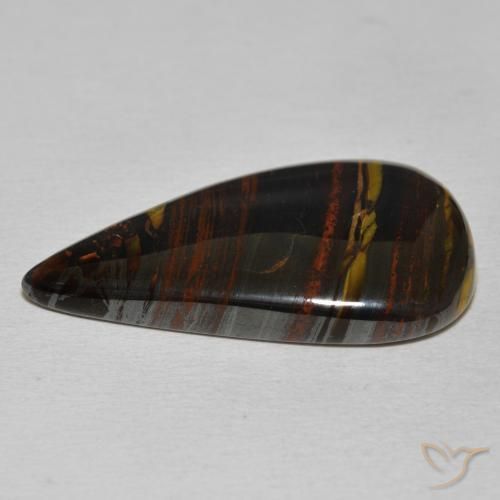 Matriz Olho de Tigre Multicolorido Natural 25.45ct, Formato de pêra, Opaco