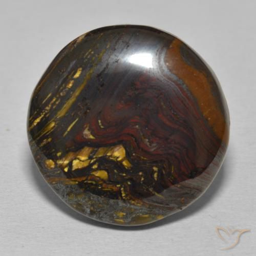 33.67ct Natural Multicolorido Matriz Olho de Tigre, Redondo, Opaco