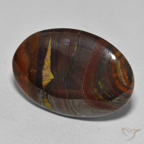 Matriz Olho de Tigre Multicolorido Natural 34.77ct, oval, Opaco