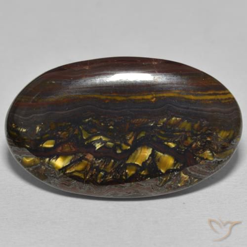 46.05ct Natural Multicolorido Matriz Olho de Tigre, oval, Opaco