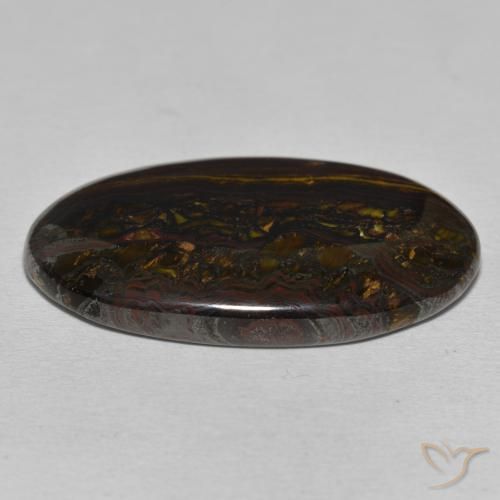 Matriz Olho de Tigre Multicolorido Natural 46.05ct, oval, Opaco