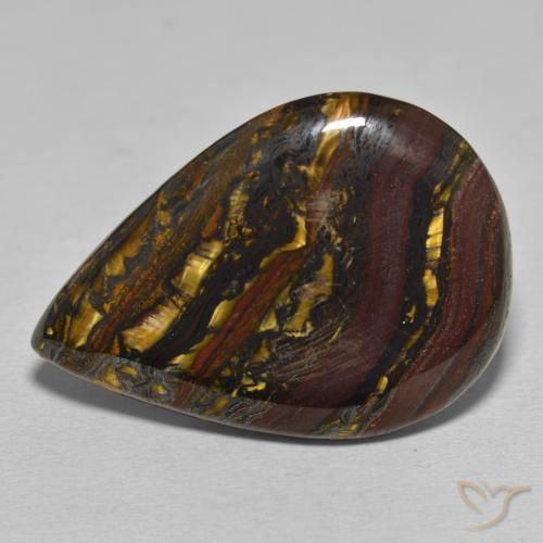 39.37ct Natural Multicolorido Matriz Olho de Tigre, Formato de pêra, Opaco