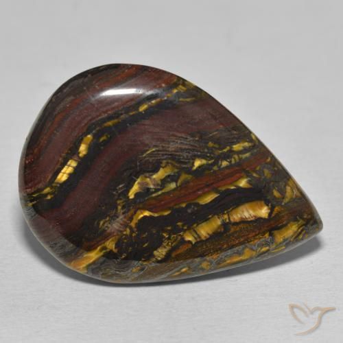 Matriz Olho de Tigre Multicolorido Natural 39.37ct, Formato de pêra, Opaco