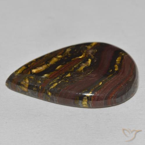 Matriz Olho de Tigre Multicolorido Natural 39.37ct, Formato de pêra, Opaco