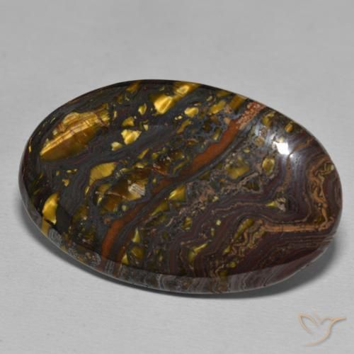 Matriz Olho de Tigre Multicolorido Natural 48.07ct, oval, Opaco