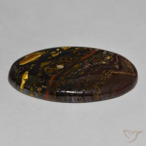 Matriz Olho de Tigre Multicolorido Natural 48.07ct, oval, Opaco