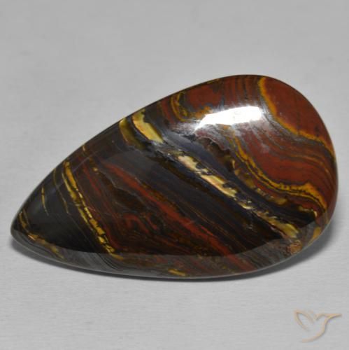 43.87ct Natural Multicolorido Matriz Olho de Tigre, Formato de pêra, Opaco