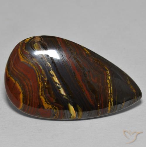 Matriz Olho de Tigre Multicolorido Natural 43.87ct, Formato de pêra, Opaco