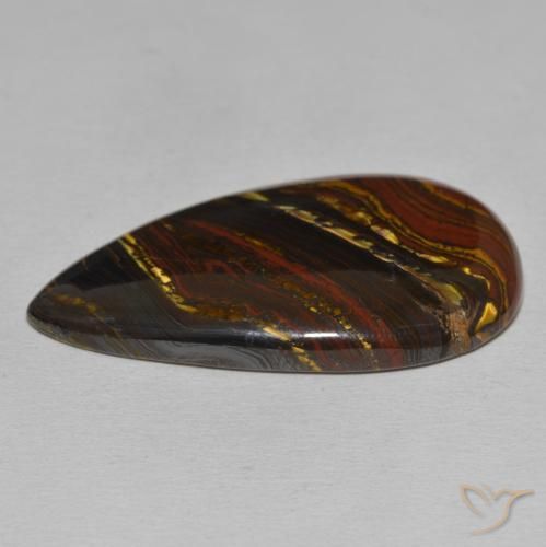 Matriz Olho de Tigre Multicolorido Natural 43.87ct, Formato de pêra, Opaco