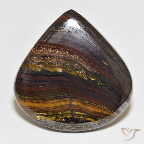 64.06ct Natural Multicolorido Matriz Olho de Tigre, Formato de pêra, Opaco