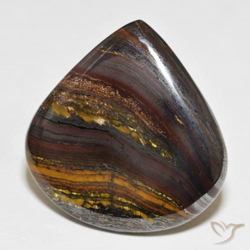 Matriz Olho de Tigre Multicolorido Natural 64.06ct, Formato de pêra, Opaco
