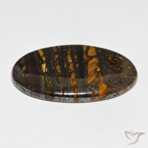 Matriz Olho de Tigre Multicolorido Natural 62.53ct, oval, Opaco