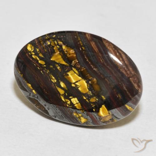 Matriz Olho de Tigre Multicolorido Natural 21.43ct, oval, Opaco