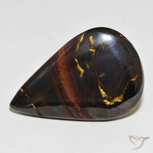 56.25ct Natural Multicolorido Matriz Olho de Tigre, Formato de pêra, Opaco