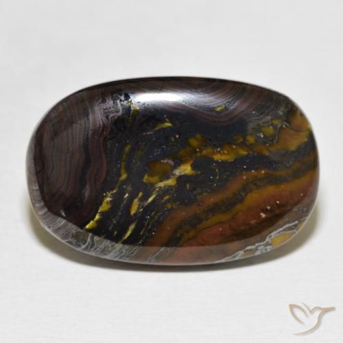26.16ct Natural Multicolorido Matriz Olho de Tigre, Almofada, Opaco