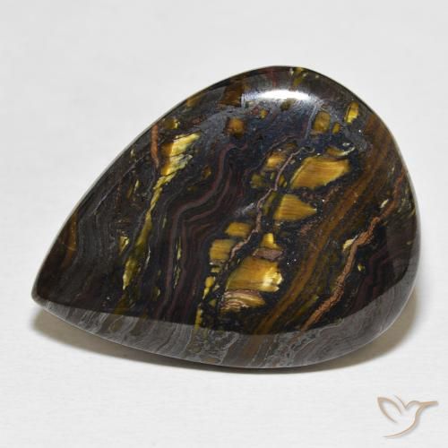 34.99ct Natural Multicolorido Matriz Olho de Tigre, Formato de pêra, Opaco