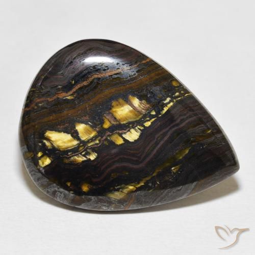 Matriz Olho de Tigre Multicolorido Natural 34.99ct, Formato de pêra, Opaco
