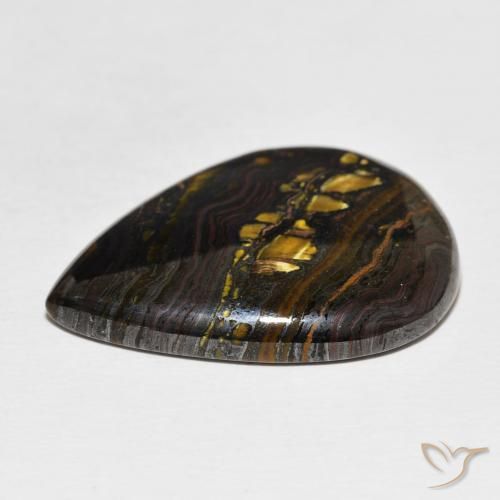 Matriz Olho de Tigre Multicolorido Natural 34.99ct, Formato de pêra, Opaco