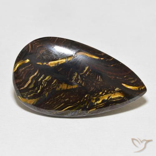 Matriz Olho de Tigre Multicolorido Natural 28.37ct, Formato de pêra, Opaco