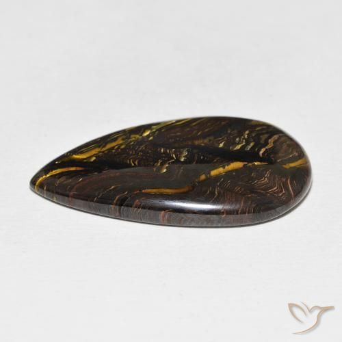 Matriz Olho de Tigre Multicolorido Natural 28.37ct, Formato de pêra, Opaco
