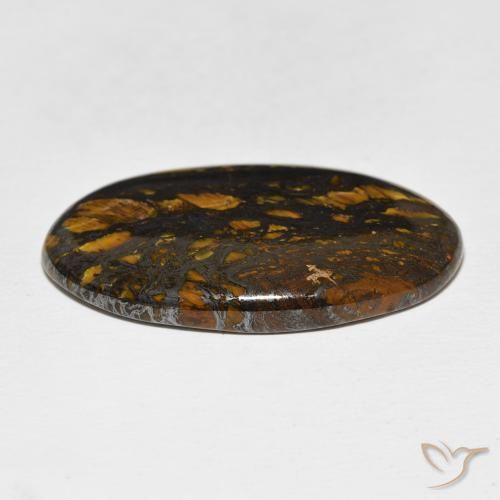 Matriz Olho de Tigre Multicolorido Natural 40.04ct, oval, Opaco