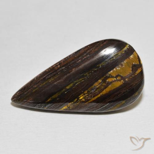21.27ct Natural Multicolorido Matriz Olho de Tigre, Formato de pêra, Opaco