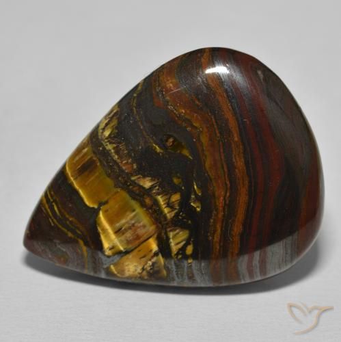 40.12ct Natural Medium Dark-Brown Matriz Olho de Tigre, Formato de pêra, Opaco