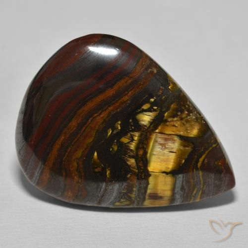 Matriz Olho de Tigre Medium Dark-Brown Natural 40.12ct, Formato de pêra, Opaco