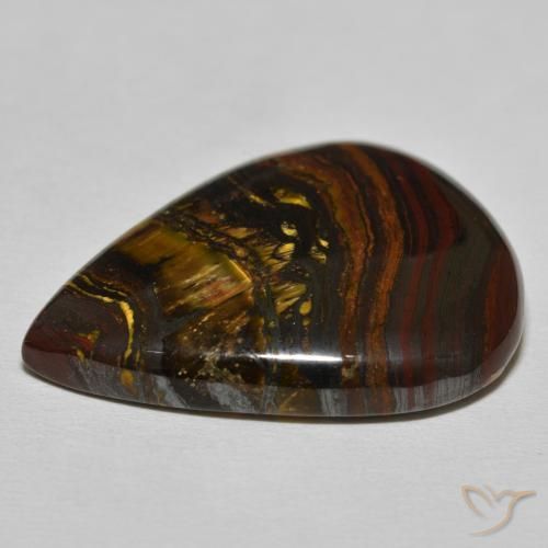 Matriz Olho de Tigre Medium Dark-Brown Natural 40.12ct, Formato de pêra, Opaco
