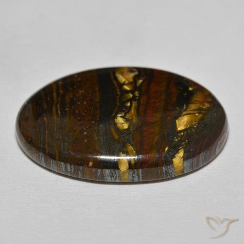Matriz Olho de Tigre Multicolor Marrom Natural 39.54ct, oval, Opaco