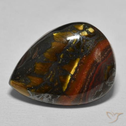 13.12ct Natural Multicolor Marrom Matriz Olho de Tigre, Formato de pêra, Opaco