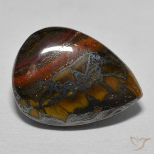 Matriz Olho de Tigre Multicolor Marrom Natural 13.12ct, Formato de pêra, Opaco