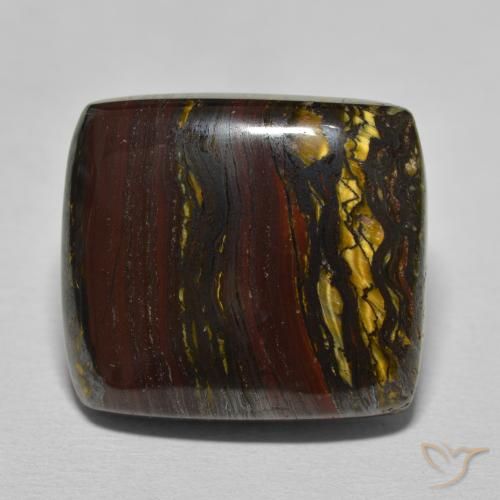 27.07ct Natural Marrom Quente Matriz Olho de Tigre, Almofada, Opaco